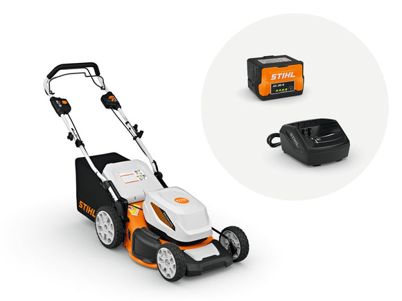 Stihl RMA348V Self Propelled Walk Behind Lawnmower - AK30S Battery & Charger Set