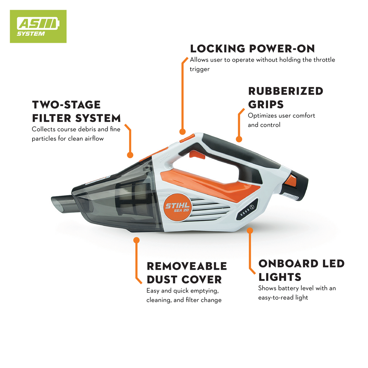 Stihl SEA20 Handheld Vacuum Kit - AS2 Battery & Charger | Valley