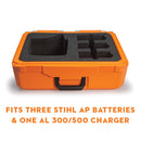 Stihl Battery/Charger Carrying Case - Case with insert holds (1) AL 300 or AL 500 charger & (3) AP batteries